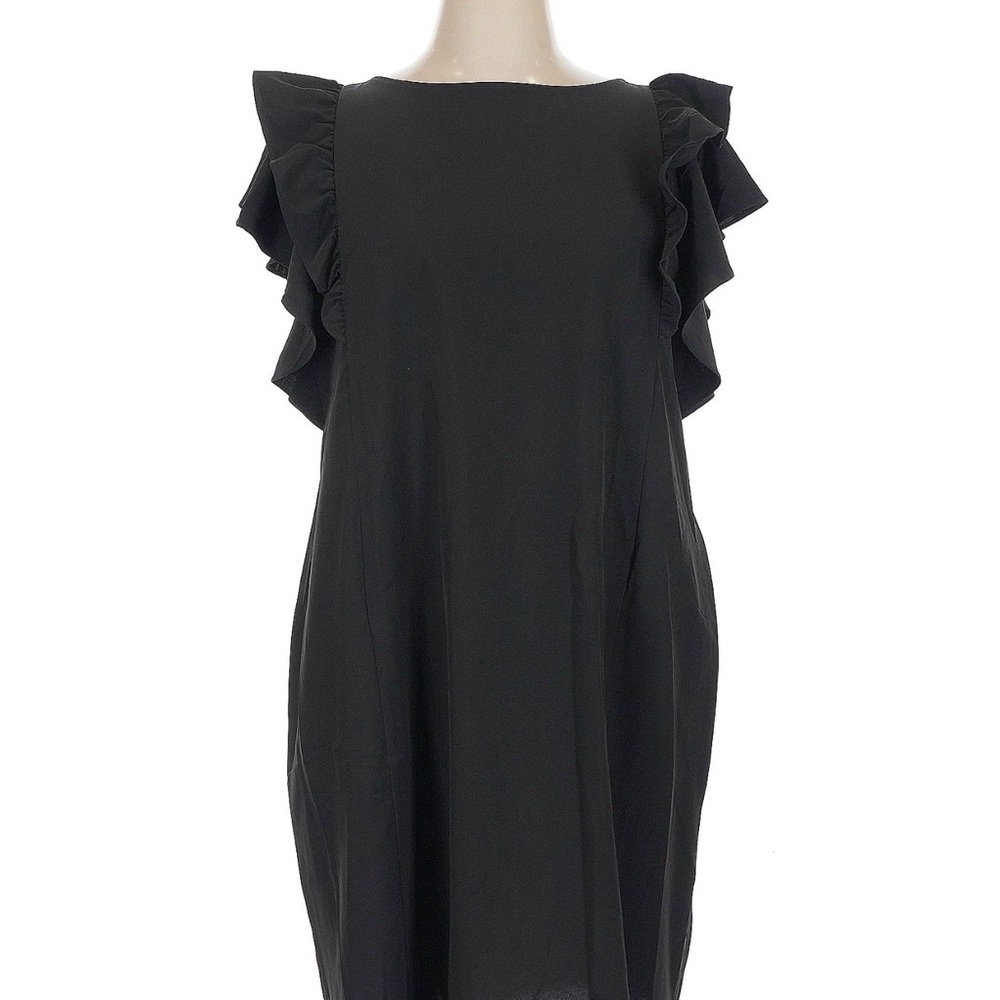 Chico's Black Midi Dress with Ruffle Sleeves